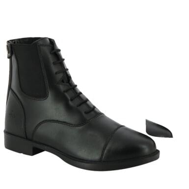 RIDING WORLD synthetic leather lace-up ankle boot | black | with lacing