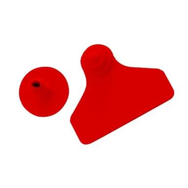Ear tag Large + push button (45 mm x 55 mm) | 20 pieces | red