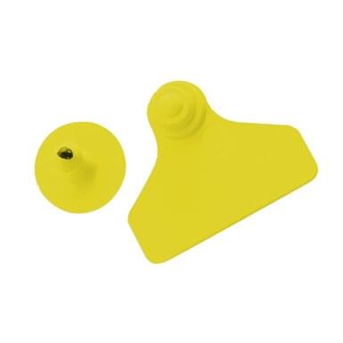 Ear tag Large + push button (45 mm x 55 mm) | 20 pieces | yellow