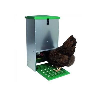 Futterautomat für Hühner Feedomatic mit Trittplatte | 8kg | verzinkt