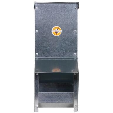 Geflügelfutterautomat mit Regenschutz | verzinkter Stahl (18 L)