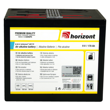 horizont 9 V Alkaline-Batterie | turbomax® AB170 (9 V / 170 Ah)