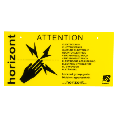 horizont Warnschild Elektrozaun international | 4 Stück im Beutel | 20 x 10 cm