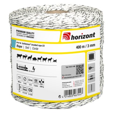 horizont Pasture fence rope turbomax® braided rope | 400 m | 3 mm