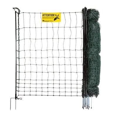 Poultry net Strong Line 110, 9 fibreglass poles double tip 25 m 110 cm high, with current 