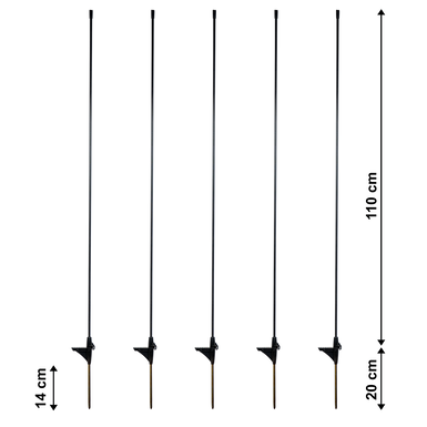 horizont Fiberglaspfahl für Begrenzungszäune | 110 cm hoch | Einzelspitze (5 Stück)