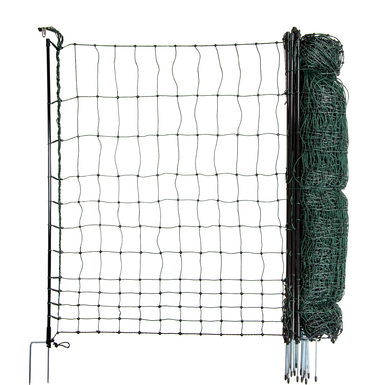 Poultry net Strong Line 110, 15 fibreglass posts double spike 50 m 110 cm high, with current