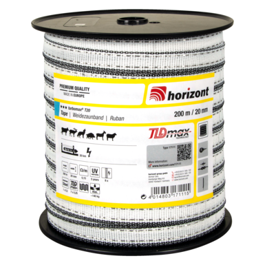horizont Weidezaunband turbomax® T20 | 200 m | 20 mm | 8 Leiter 