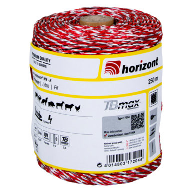 horizont Weidezaunlitze hotshock® W9-R | 250 m | 9 Leiter Ø 0,30 mm