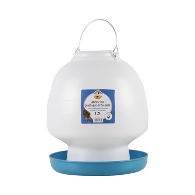 Plastic chicken drinker | blue | ( 12 L) | with handle